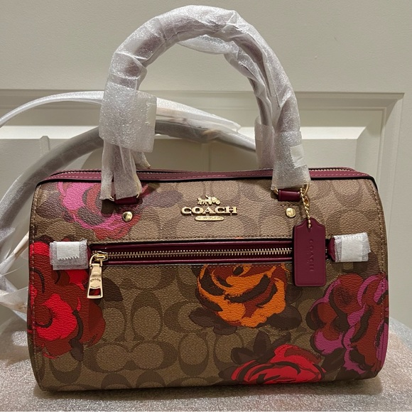 NWT Coach Rowan Satchel In Signature Canvas With Jumbo Floral Print - Picture 2 of 12